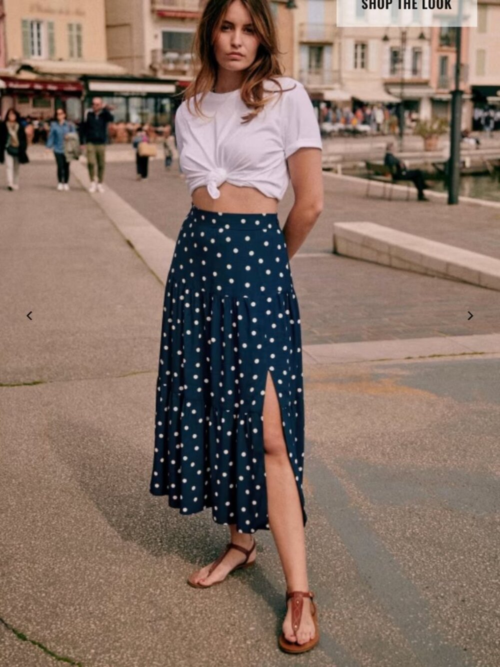 Sezane Tammie Skirt Navy Polka Dots 36